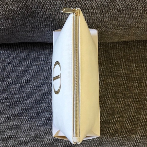 Dior Beauty Makeup Bag Pouch Off White Velvet Medium Makeup Bag Authentic - Picture 10 of 15